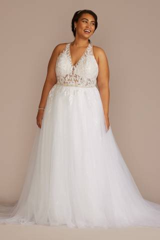 Picture of Halter Beaded Lace A-Line Wedding Dress